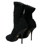 Black Stiletto Heels Mid Calf Boots Shoes