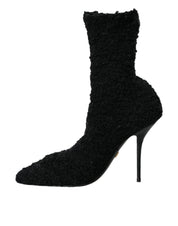 Black Stiletto Heels Mid Calf Boots Shoes