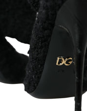 Black Stiletto Heels Mid Calf Boots Shoes