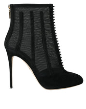 Black Mesh Stiletto Heels Ankle Boots Shoes