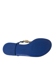 Blue Crystal Calf Leather Beachwear Shoes