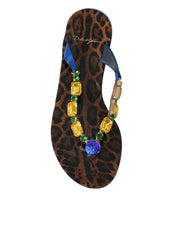 Blue Crystal Calf Leather Beachwear Shoes