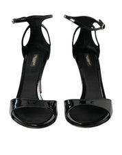 Black KEIRA Leather Heels Sandals Shoes