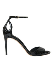 Black KEIRA Leather Heels Sandals Shoes