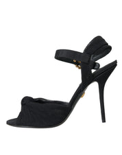 Black Suede Embellished Heels Sandals Shoes