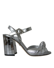 Silver Lambskin Leather Heels Sandals Shoes