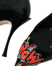 Svarta Läderskor med WOW-lappar och pumps