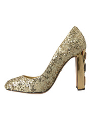 Gold Sequin Crystal Heels Pumps Shoes