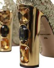 Gold Sequin Crystal Heels Pumps Shoes