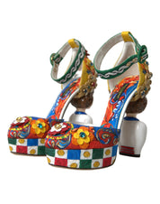 Multicolor Carretto Embellished Sandals Shoes