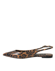 Brown Leopard Exotic Skin Slingback Shoes