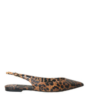 Brown Leopard Exotic Skin Slingback Shoes