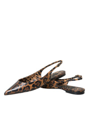 Brown Leopard Exotic Skin Slingback Shoes