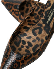 Brown Leopard Exotic Skin Slingback Shoes