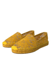 Dolce & Gabbana Yellow Lace Espadrille Loafers