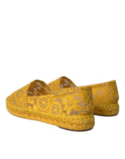 Dolce & Gabbana Yellow Lace Espadrille Loafers