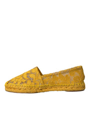 Dolce & Gabbana Yellow Lace Espadrille Loafers