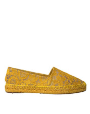 Dolce & Gabbana Yellow Lace Espadrille Loafers