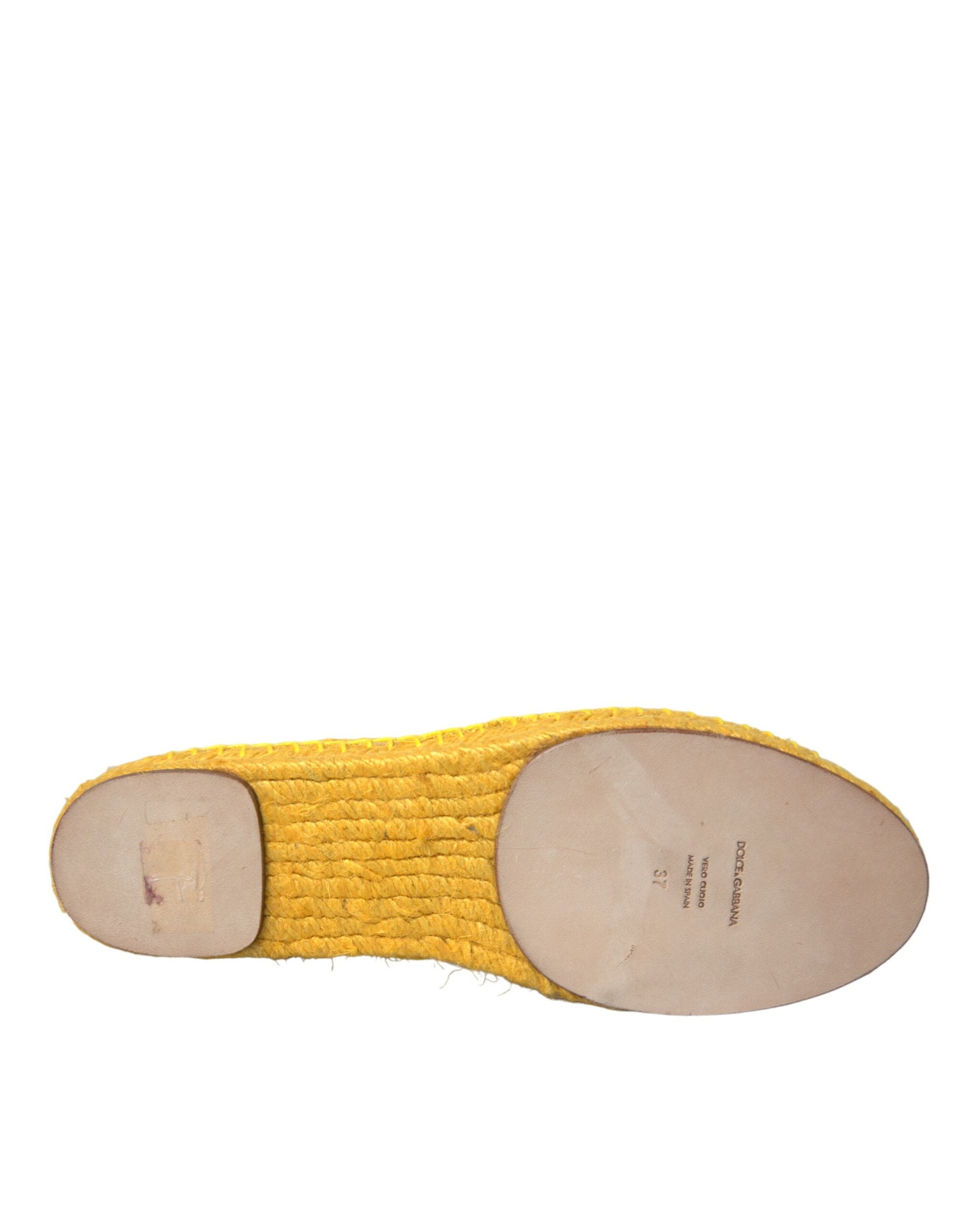 Dolce & Gabbana Yellow Lace Espadrille Loafers