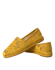 Dolce & Gabbana Yellow Lace Espadrille Loafers
