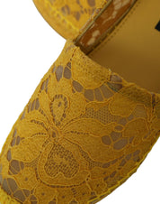 Dolce & Gabbana Yellow Lace Espadrille Loafers