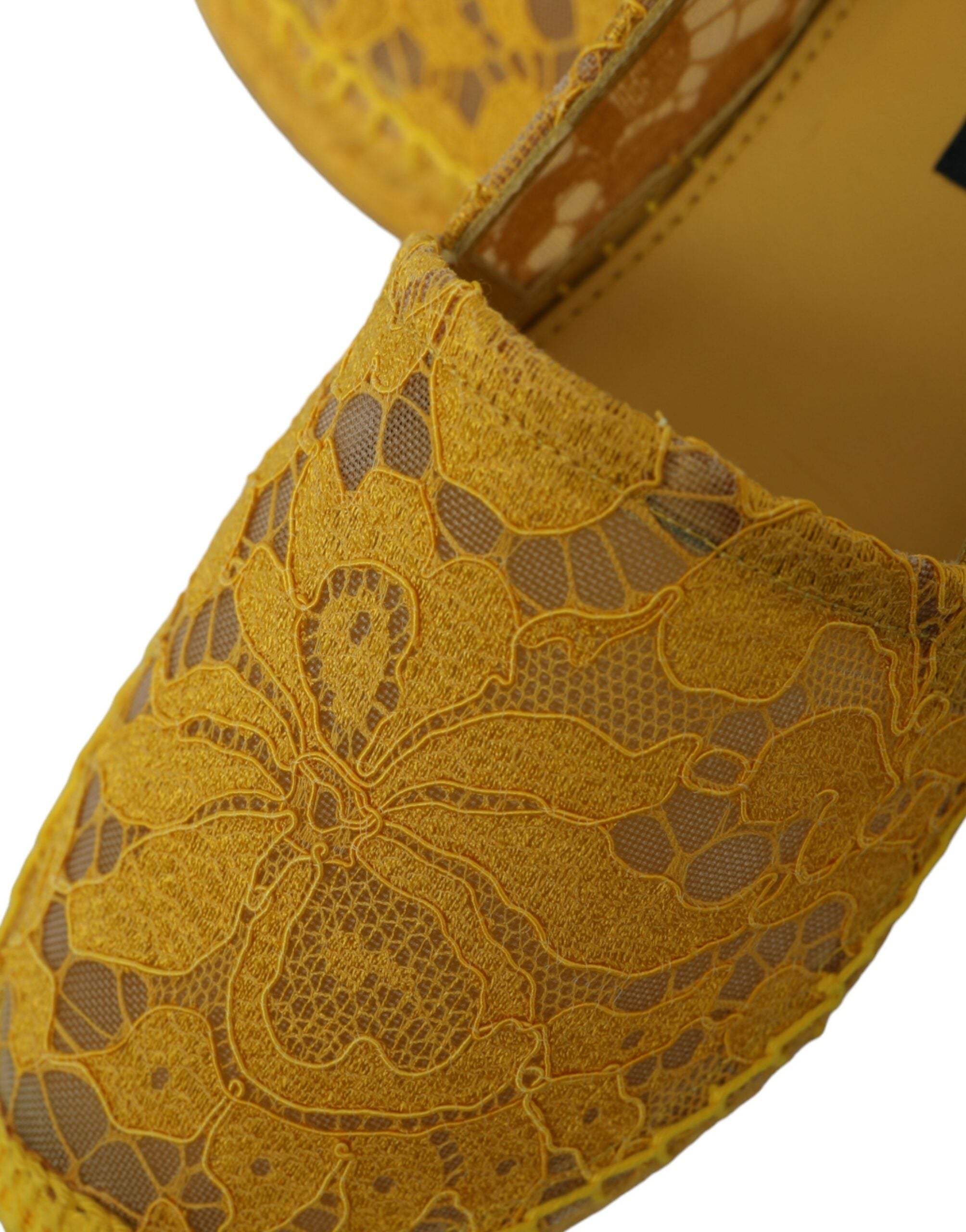 Dolce & Gabbana Yellow Lace Espadrille Loafers