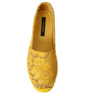 Dolce & Gabbana Yellow Lace Espadrille Loafers