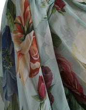 Blue Floral Print Tiered Long Maxi Dress