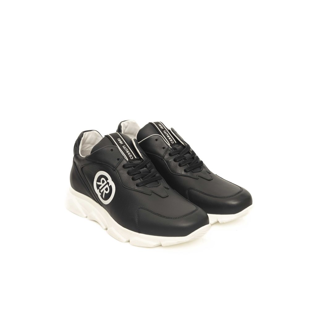 Blå lädersneaker för män