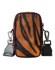 Multicolor Tiger Print Nylon Logo Cross Body Bag