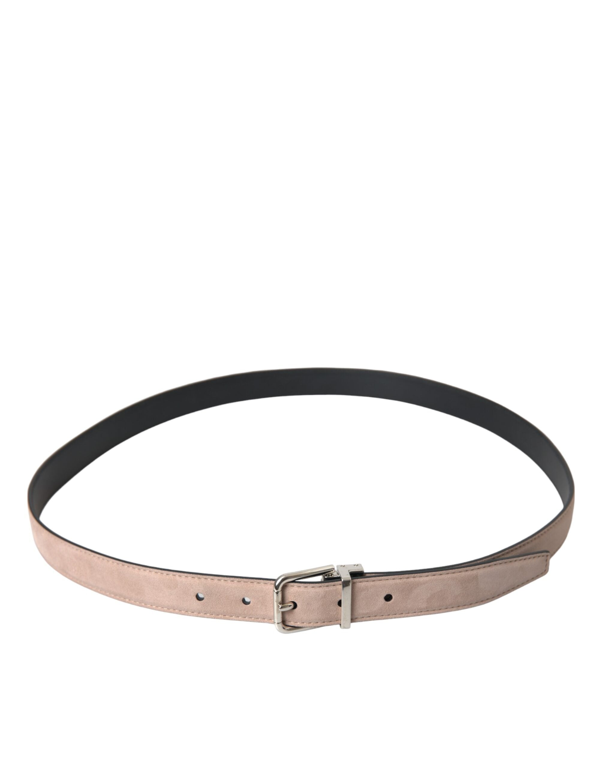 Bält i beige mocka med silverfärgad spänne för män
