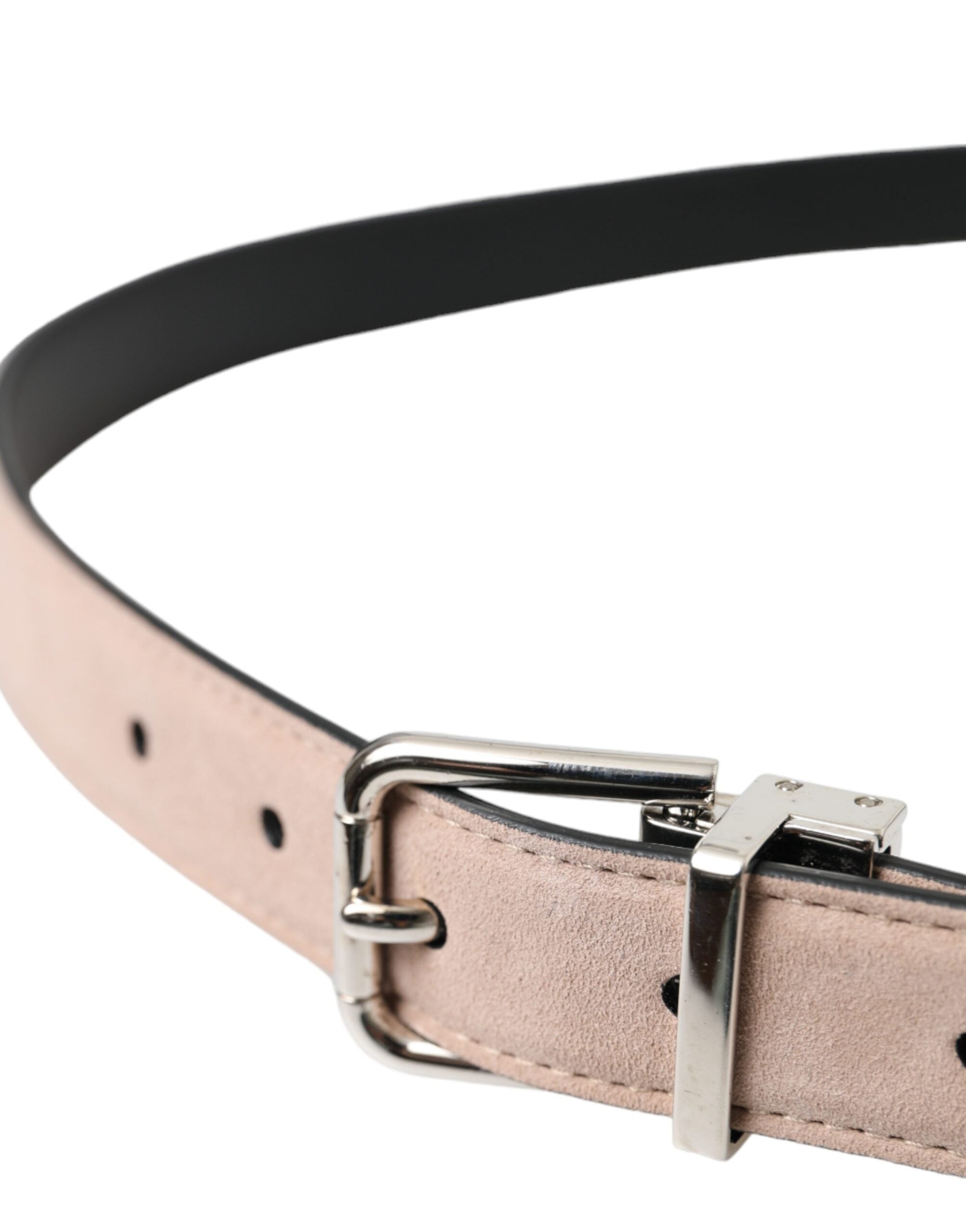 Bält i beige mocka med silverfärgad spänne för män