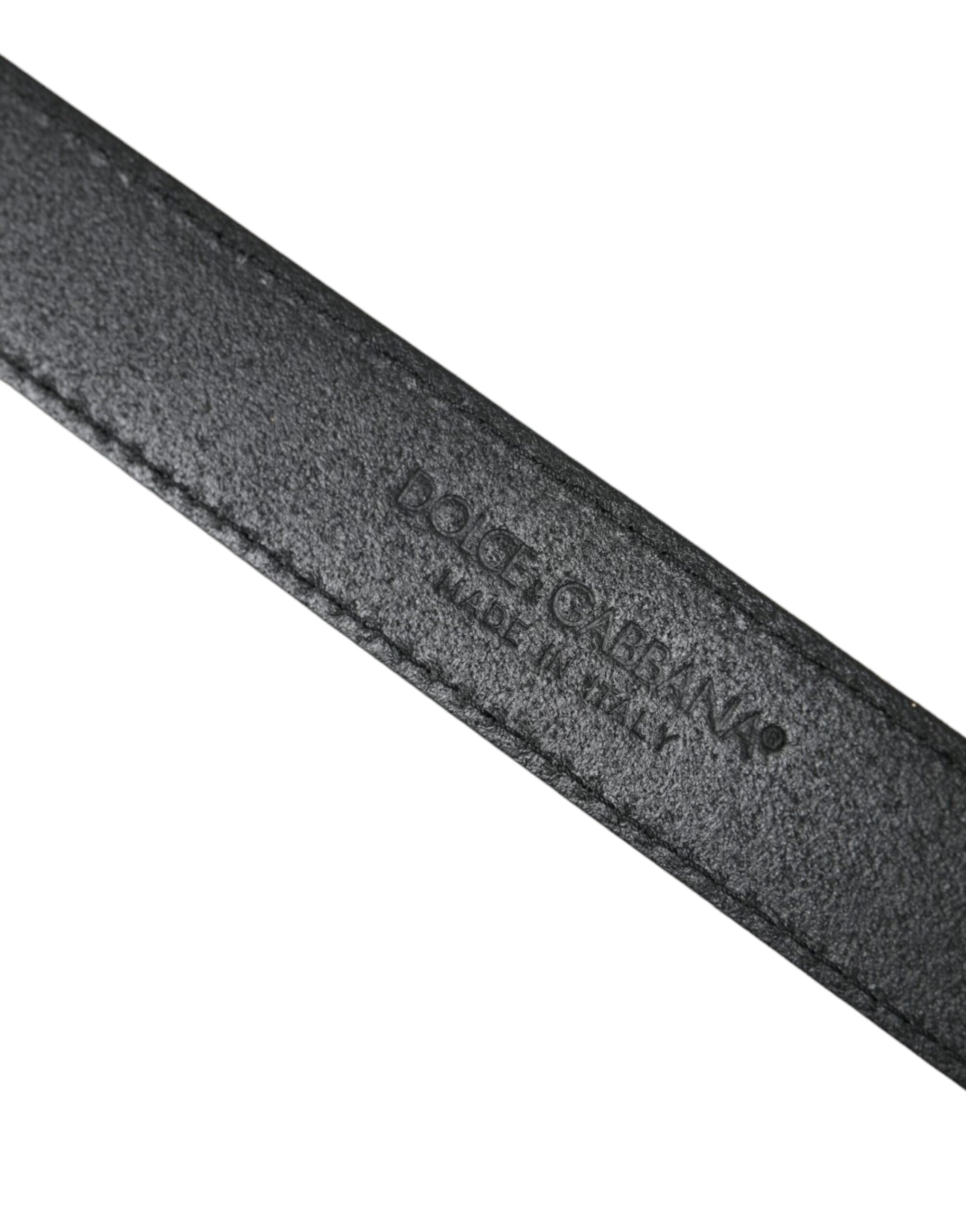 Grön läderrem med jacquardmönster och silverfärgad metallspänne