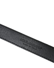 Svart jacquardmönstrad bälte med silverfärgad metallspänne
