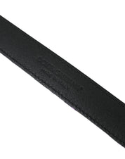Mångfärgad läderrem med jacquardmönster och metallspänne