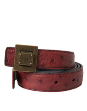 Brown Leather Square Metal Buckle Belt