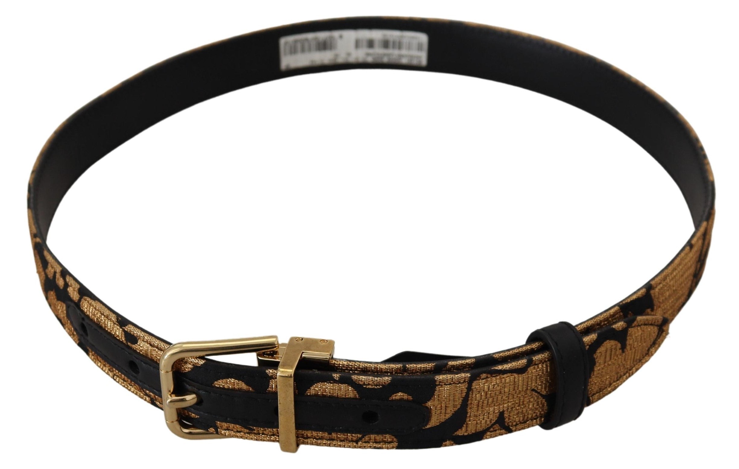 Bälte i flerfärgat jacquardläder med logobrooch