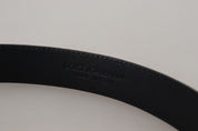 Black Exotic Leather Gold Metal Buckle Belt