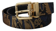 Multicolor Jacquard Leather Logo Buckle Belt