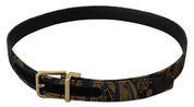 Multicolor Jacquard Leather Logo Buckle Belt