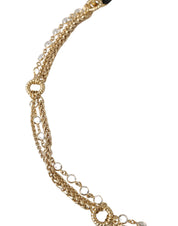 Black Leather Gold Chain Crystal Waist Women Belt