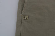 Beige Cotton Stretch Slim Fit Chinos