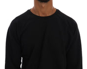 Black Crewneck Cotton Pullover Sweater