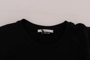 Black Crewneck Cotton Pullover Sweater