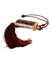 Dolce & Gabbana Brown Leather Mini Mirror Tassel Make Up Holder Bag