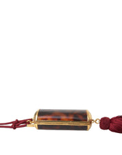 Dolce & Gabbana Brown Leopard Mini Mirror Tassel Make Up Holder Bag
