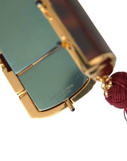 Dolce & Gabbana Brown Leopard Mini Mirror Tassel Make Up Holder Bag