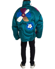 Multicolor Floral Windbreaker Puffer Jacket