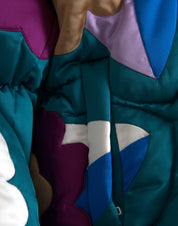 Multicolor Floral Windbreaker Puffer Jacket