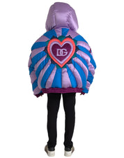 Multicolor Heart Logo Hooded Puffer Jacket